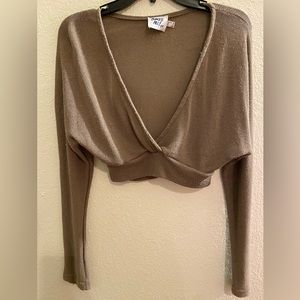 Princess Polly Pastel Brown Long Sleeve Crop Top